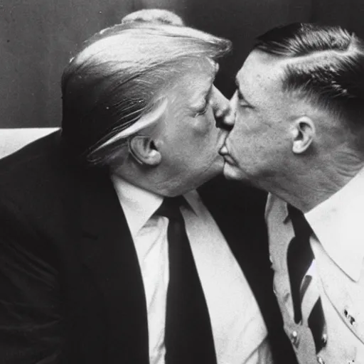 Image similar to still of donald trump kissing adolf hitler