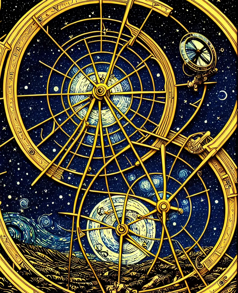 Image similar to majestic grandfather clock, round window looking out to the starry night sky, high details, intricately detailed, by vincent di fate, inking, 3 color screen print, masterpiece, trending on artstation,, sharp, details, hyper - detailed, hd, 4 k, 8 k