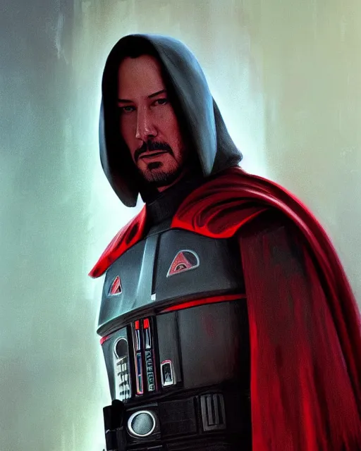 Image similar to 5 5 mm portrait photo of keanu reeves 2 as darth revan. magical atmosphere. art by greg rutkowski. highly detailed 8 k. intricate. lifelike. soft light. nikon d 8 5 0.