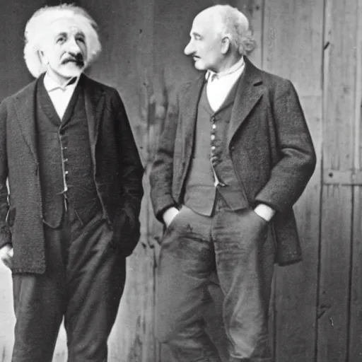 Image similar to vintage photo of Einstein and Thomas Alva Edison