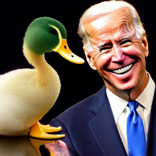 Image similar to Joe Biden holding a Mallard Duck