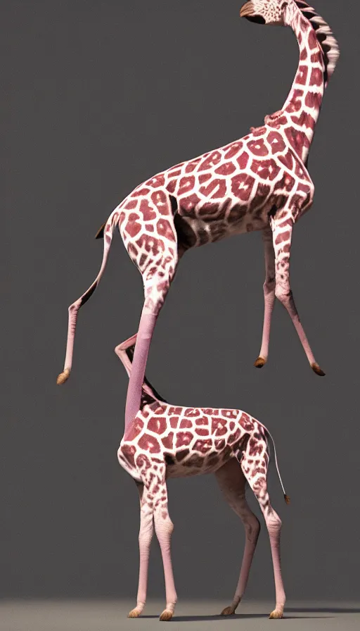 Image similar to A beagle centered-photograph of purple giraffe, film still, dynamic action pose, National Geographic, insane detail, intricate, highly detailed, Zeiss Lens, DSLR photography, smooth, sharp focus, Unreal Engine 5, Octane Render, Redshift, 8K