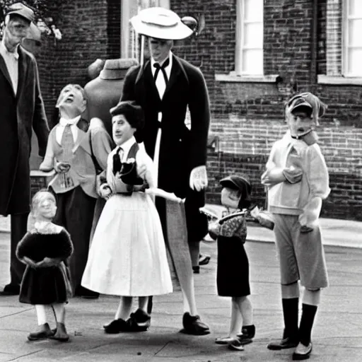 Image similar to Deleted scene from 1964 Mary Poppins movie where she teaches the children how to smoke Cuban cigars