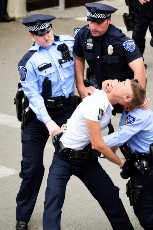 Image similar to police officer arresting criminal