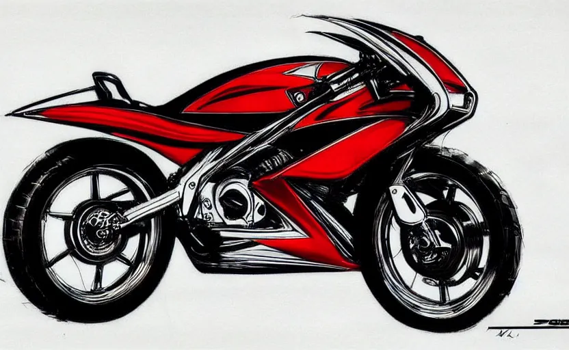 Image similar to 1 9 9 0 s yamaha sport motorcycle concept, sketch, art,