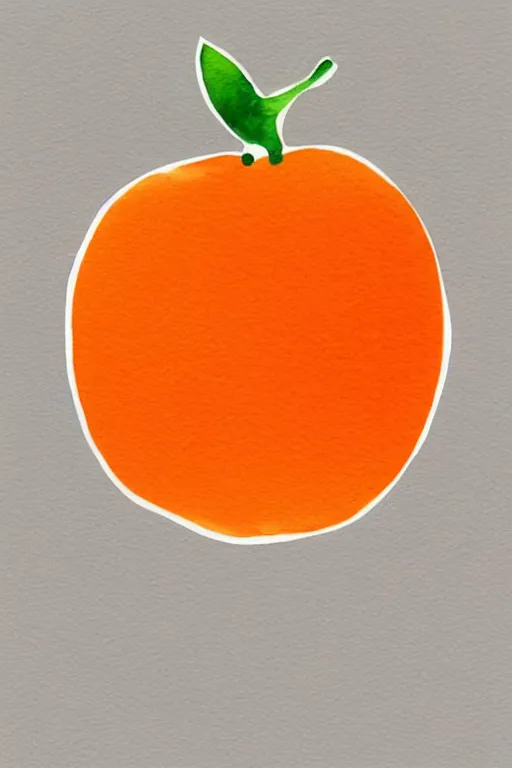 Image similar to minimalist watercolor art of an orange on white background, illustration, vector art