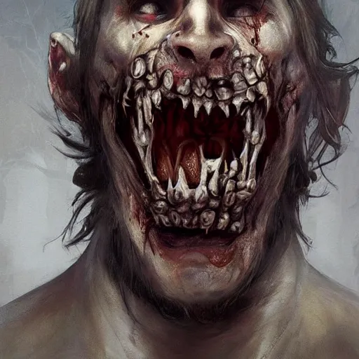 Prompt: a portrait of a putin as a zombie with its mouth and eyes sewn shut, full body, leather, hairy, d & d, fantasy, intricate, elegant, highly detailed, digital painting, artstation, concept art, smooth, sharp focus, illustration, art by artgerm and greg rutkowski and alphonse mucha