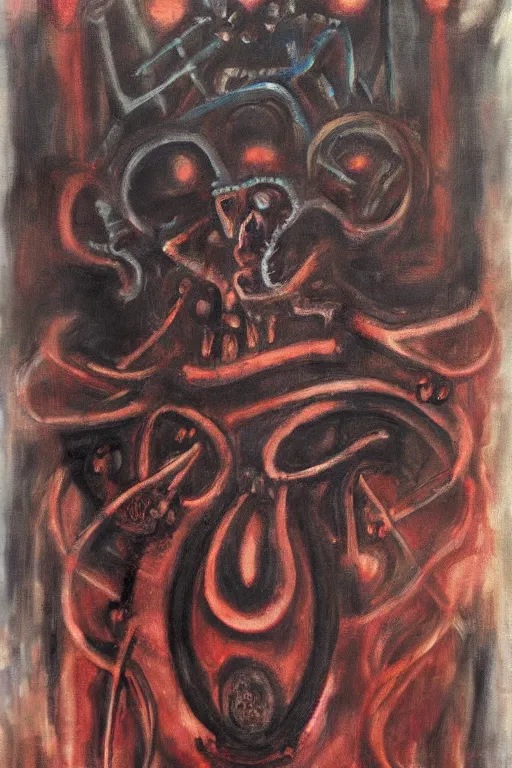 Image similar to biomechanical talisman of evil stygian rituals, god of darkness by maggi mcdonald, mark rothko, sabina klein