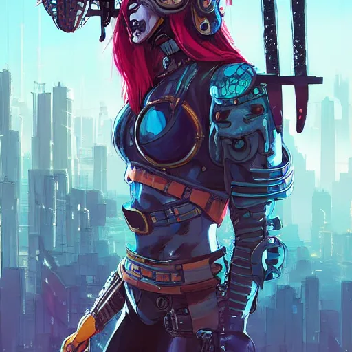 Image similar to cyberpunk viking helmet mask warrior goddess robot ninja fantasy, art gta 5 cover, official fanart behance hd artstation by jesper ejsing, by rhads, makoto shinkai and lois van baarle, ilya kuvshinov, ossdraws