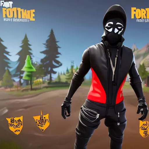 Image similar to fortnite character selection of kanye west using a full face covering black mask, a small, tight, undersized reflective bright red round puffer jacket made of nylon, dark jeans pants and big black balenciaga rubber boots, action figure, 5 points of articulation, full body, 4 k, highly detailed