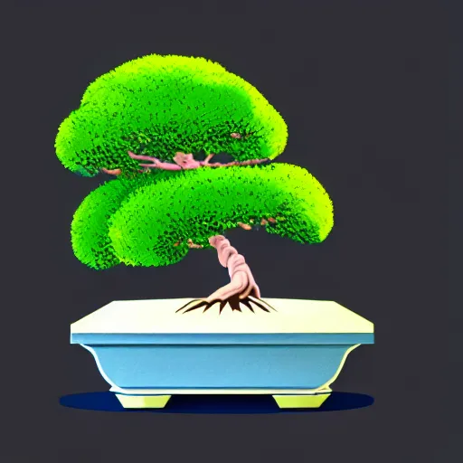 Image similar to bonsai tree but minimalistic concept art by frank stella gilleard james whalen tom, colorful, soft light, trending on artstation, minimalism