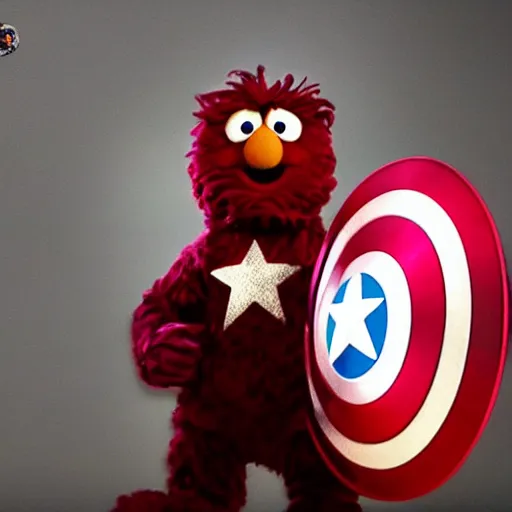 Image similar to elmo as captain america