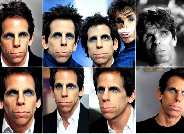 Image similar to a collage of Ben Stiller blue steel