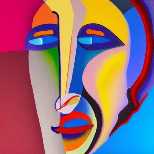 Prompt: random background; painting of a face by Kandinsky with smooth gradients; 3d unreal engine, 4k 3d render