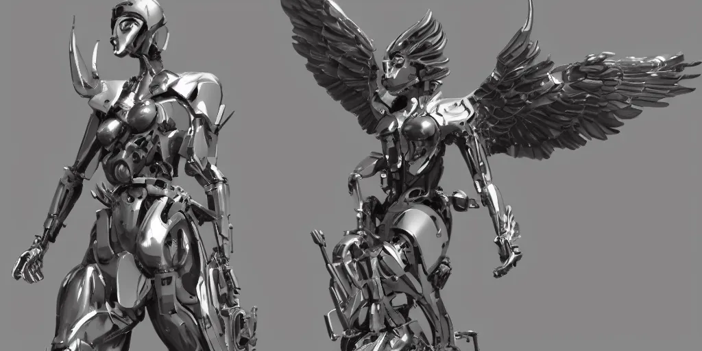 Image similar to a mechanical angel trending of artstation unreal engine