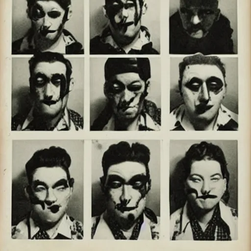 Image similar to 1940s monster mugshots