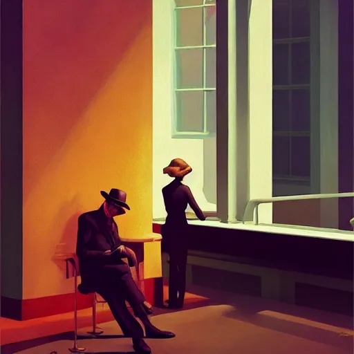 Image similar to Babylon berlin, very coherent, painted by Edward Hopper, Wayne Barlowe, painted by James Gilleard, airbrush, art by JamesJean