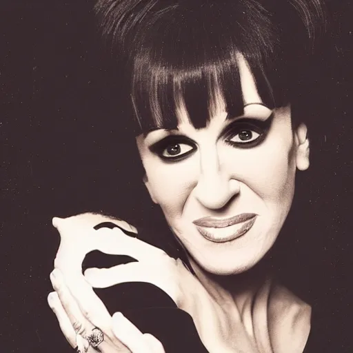 Prompt: photographic portrait of a hybrid of liza minelli and sarah jessica parker aged 2 6, with a dark fringe, 8 k