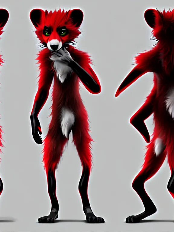 Image similar to furry - male - red - black - weasel - chaos theorist - fursona uhd ue 5 visual novel pc game expressions, photorealistic