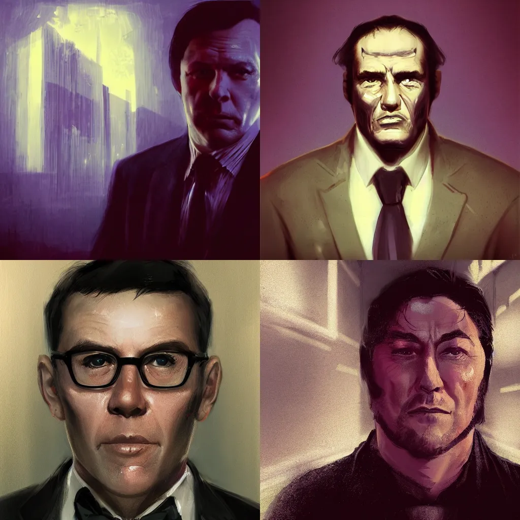 Prompt: headshot of sleaziest hollywood agent gary murdoch, looks like a weird criminal, bayard wu, greg rutkowski, giger, maxim verehin, vaporwave background