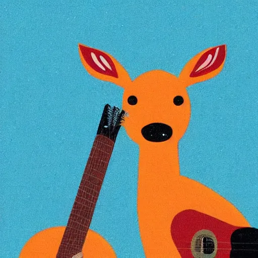 Image similar to deer playing guitar in the style of tatsuro kiuchi