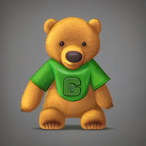 Prompt: big realistic bear standing on two legs, wearing big green bag at his bac, square backpack, photo realistic, high detail, smooth