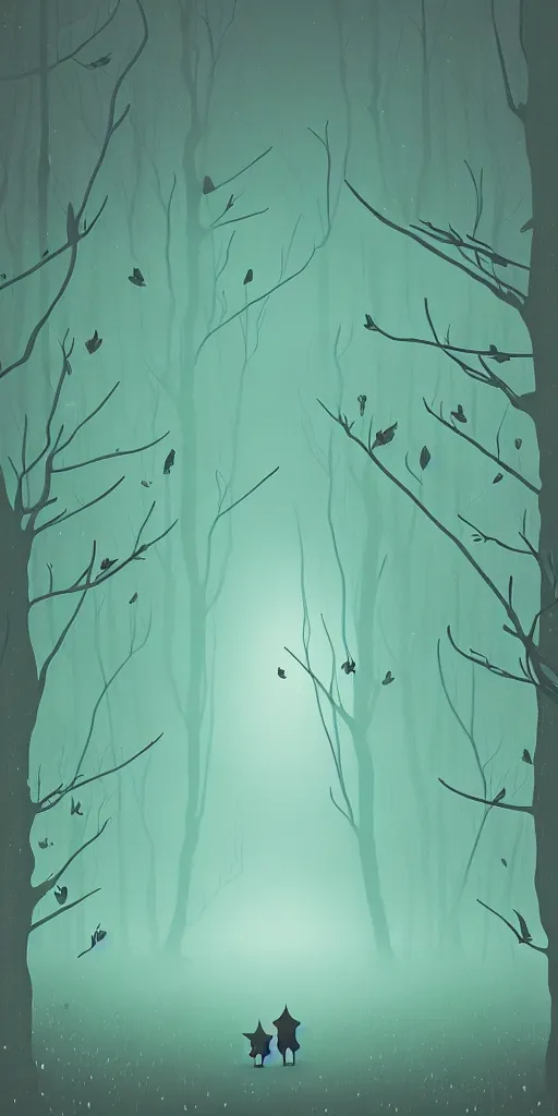 Image similar to a minimalist picture of a magical forest, by petros afshar