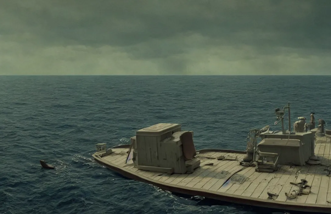 Image similar to ship ever further out to sea render by gregory crewdson habitat roger deakins cinematography