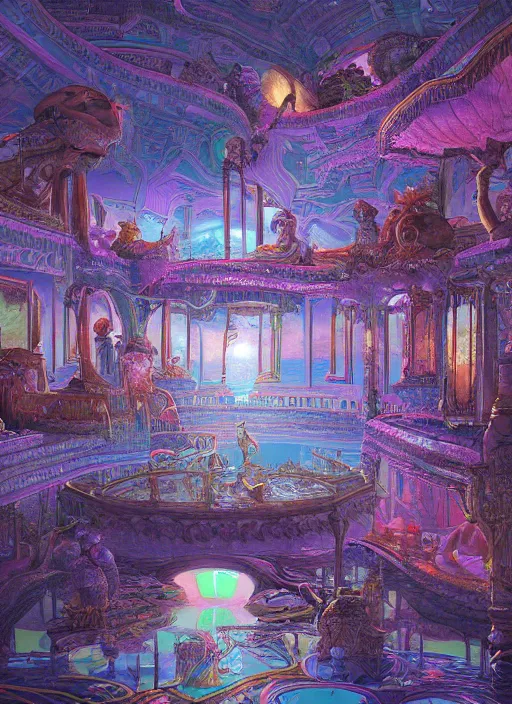 Prompt: sadness palace, artstation, ultradetailed, digital Painting, by James gurney and Pipilotti Rist