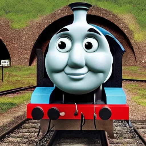 Prompt: Thomas the tank engine trypophobia