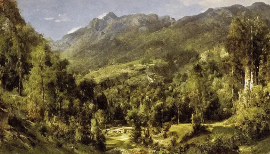 Image similar to a beautiful hill valley by eugene von guerard, ivan shishkin, john singer sargent