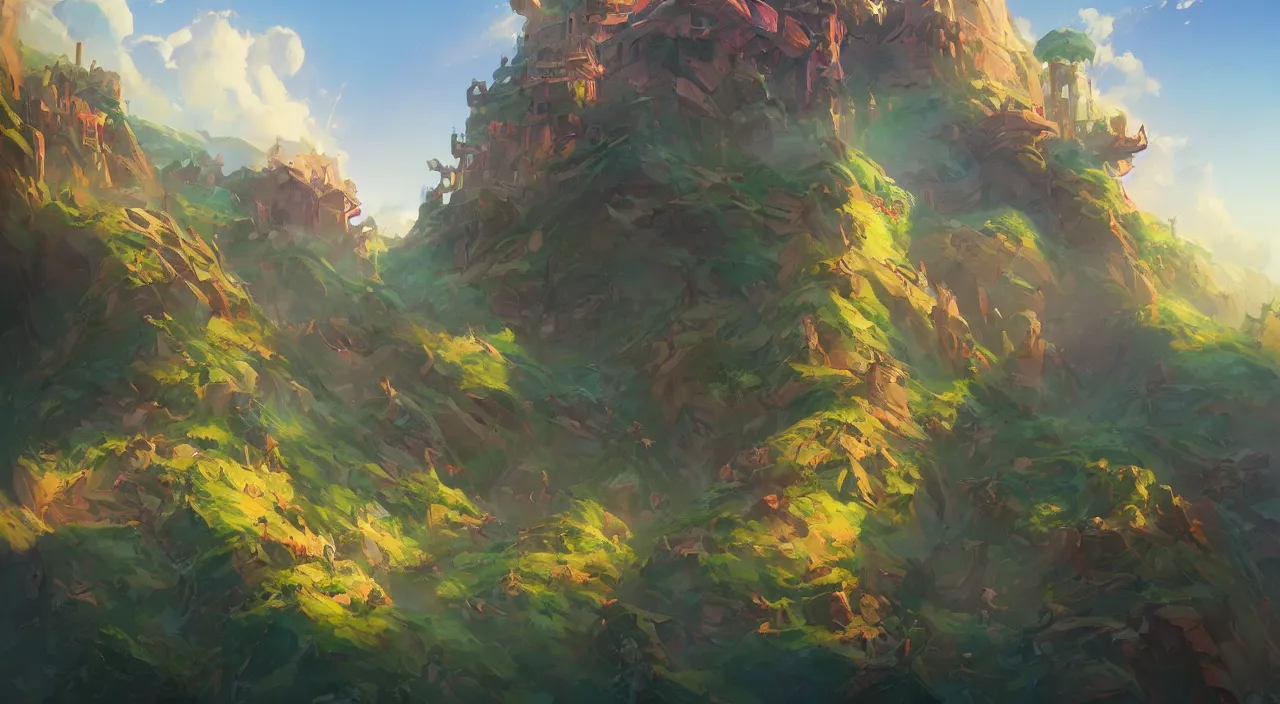 Image similar to flag colored wall fortress greeble illusion landscape wonderworld paradize, behance hd by jesper ejsing, by rhads, makoto shinkai and lois van baarle, ilya kuvshinov, rossdraws global illumination