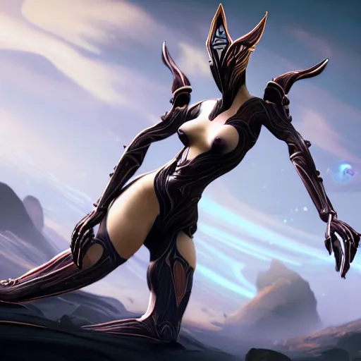 Image similar to beautiful and stunning giant female warframe, doing an elegant pose, looming over ant pov, pov looking up at from the ground from her feet, slick elegant design, sharp claws, detailed shot, feet and hands, highly detailed art, epic cinematic shot, realistic, professional digital art, high end digital art, DeviantArt, artstation, Furaffinity, 8k HD render, epic lighting, depth of field