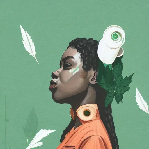 Image similar to profile picture for the city girls, marijuana organic painting, marijuana, matte, hiphop, hard edges, energetic, 3 d shapes, asymmetrical, smoke, green, highly detailed, by sachin teng