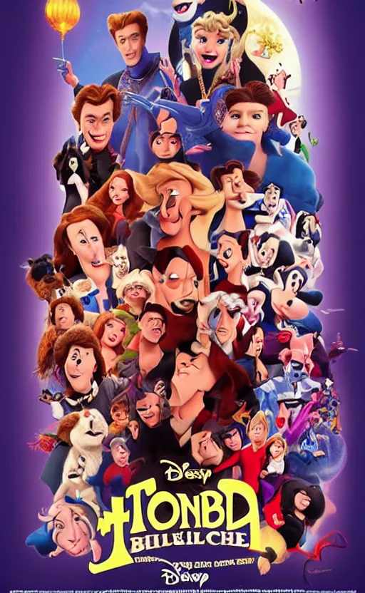 Image similar to a poster for a really bad terrible awful Disney movie, iconic logo