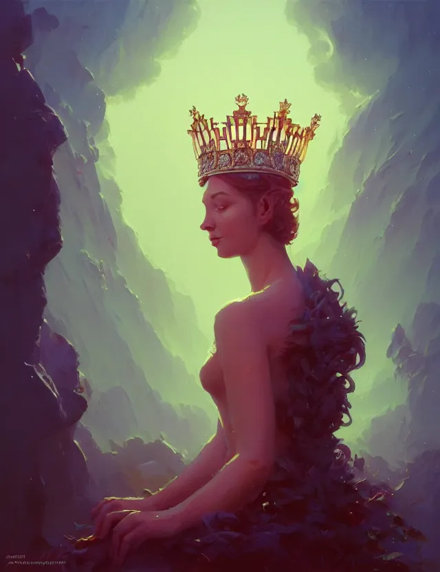 Prompt: blurred background. close-up portrait of a goddess in crown, by Artem Chebokha by Anka Zhuravleva, Anato Finnstark and Alena Aenami, Angus McKie, Anton Fadeev, by Jesper Ejsing, by RHADS, Makoto Shinkai and Lois van baarle, ilya kuvshinov, rossdraws global illumination, octane render, unreal engine, cinematic counter light, high detail, octane render, 4k