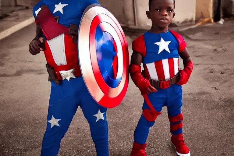 Prompt: photo of vinicius jr wearing captain america's outfit, photography, filmic, cinematic, glamor shot