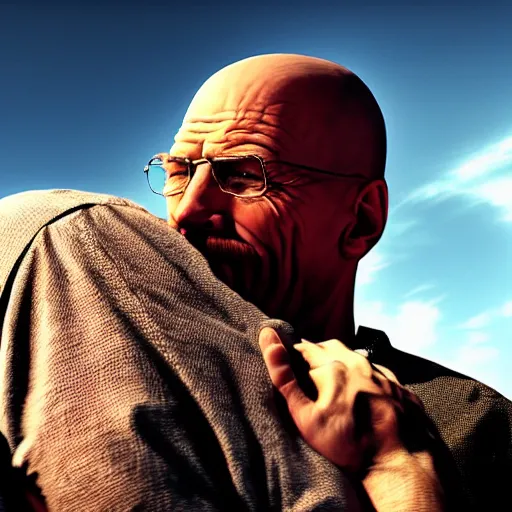 Prompt: Jerma985 hugging Walter White from Breaking Bad, photorealistic, cinematic lighting, shot on iphone