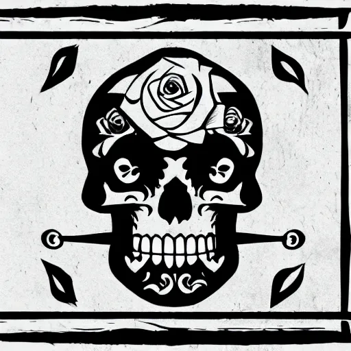 Image similar to rose n skull tattoo vector art