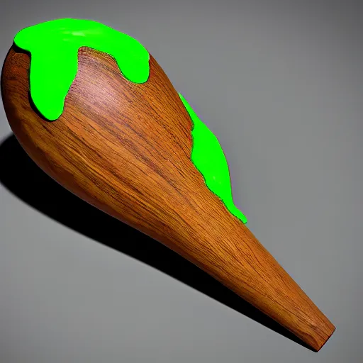 Image similar to wooden staff with green slime on it, octane render