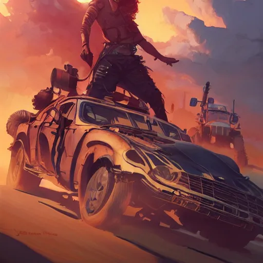 Image similar to hero world mad max, behance hd by jesper ejsing, by rhads, makoto shinkai and lois van baarle, ilya kuvshinov, rossdraws global illumination