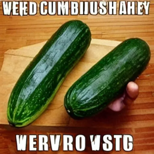 Prompt: weird meme about cucumbers