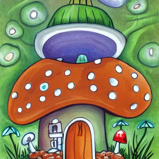 Prompt: mushroom house