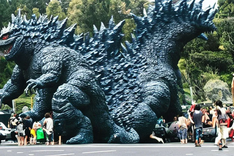 Prompt: godzilla attacking a music festival in golden gate park