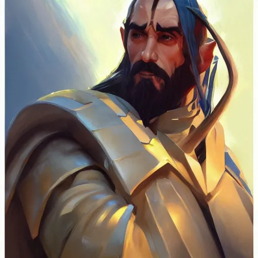 Prompt: greg manchess portrait painting of saruman as overwatch character, medium shot, asymmetrical, profile picture, organic painting, sunny day, matte painting, bold shapes, hard edges, street art, trending on artstation, by huang guangjian and gil elvgren and sachin teng