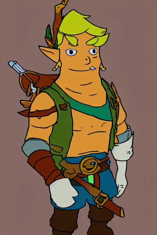 Image similar to an in game portrait of fry from futurama in the legend of zelda breath of the wild, breath of the wild art style.