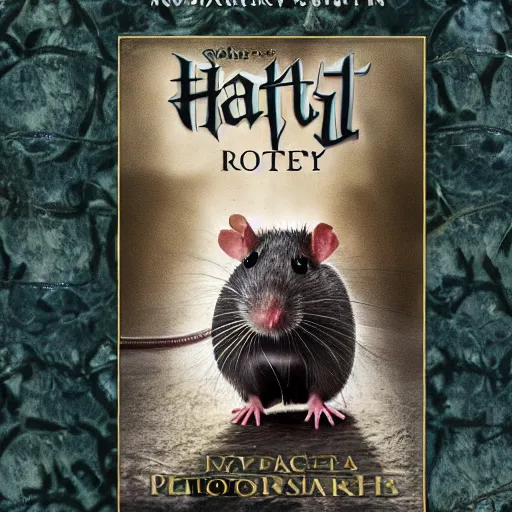 Prompt: rat as harry potter book cover photography masterpiece