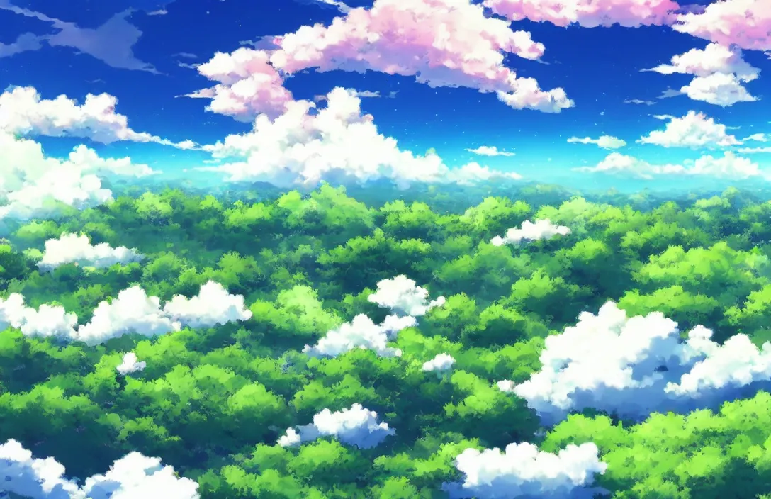 Prompt: Andrew Tate!dream an Anime Background Photo of a rual with green plains and blue sky