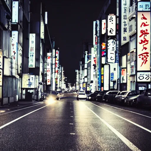 Prompt: tokyo street, lighting, dark sky