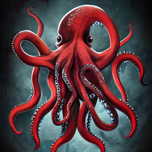 Image similar to zombified tribal octopus full body profile, trending on artstation, ultra fine detailed, hyper detailed, hd, concept art, digital painting